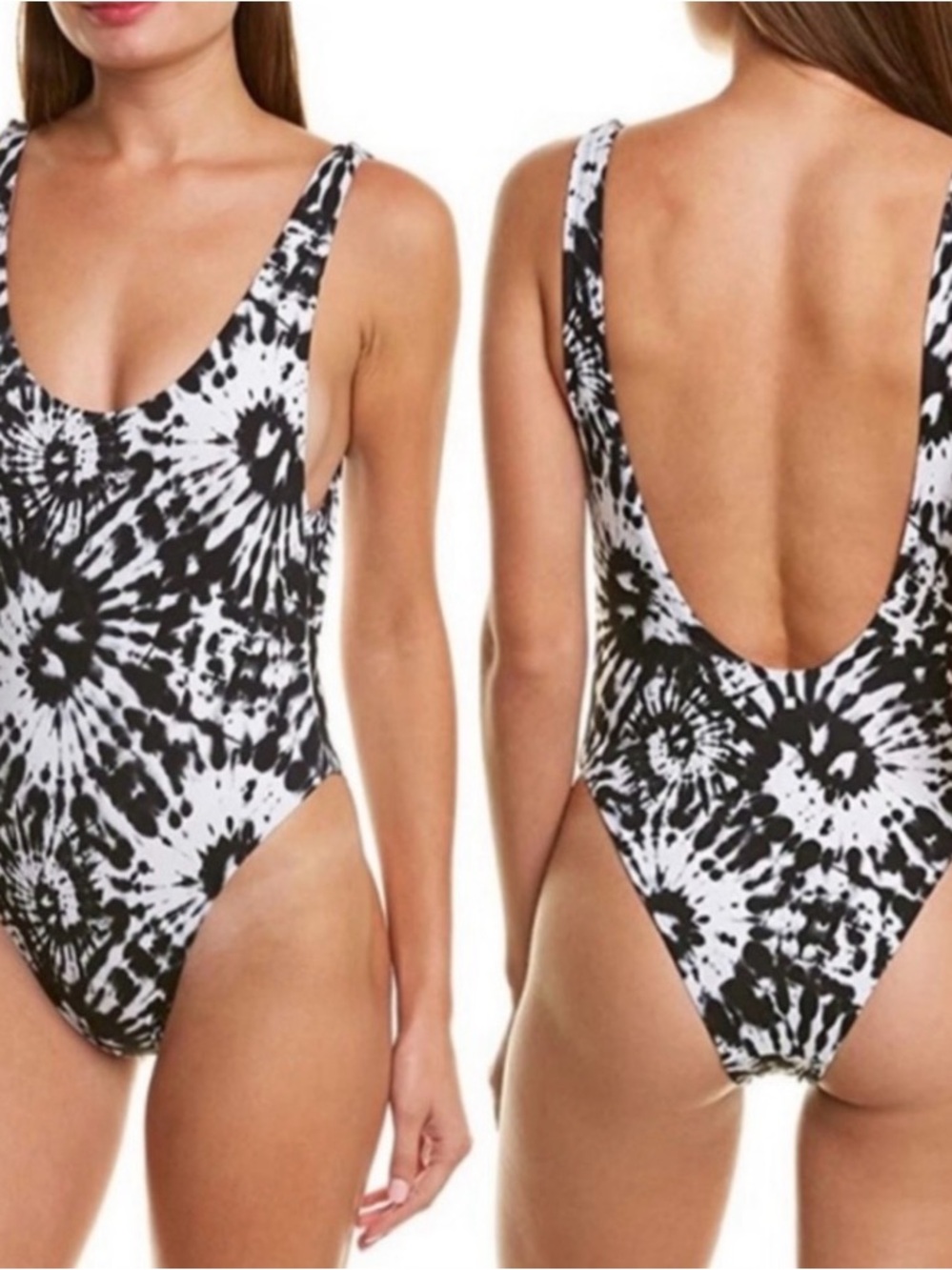 NWT Dolce Vita Black & White Tie-Dye One-Piece Swimsuit sz. M
